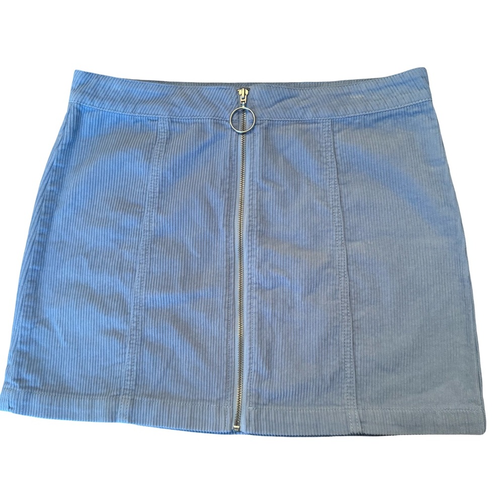Forever 21 Corduroy Mini Skirt Women’s Size Large Baby Blue Full Zip Front